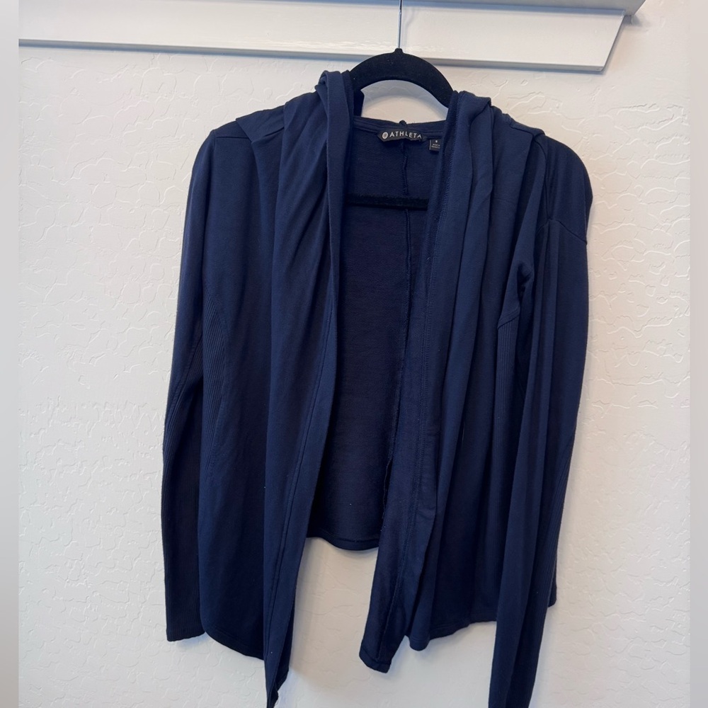 Athleta Women's Deep Blue Open-Front, Hooded Wrap/Cardigan | S